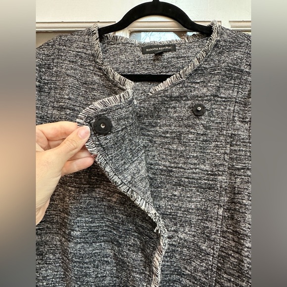 Banana Republic Grey Black Tweed Wool Snap Front Blazer Jacket Size XL - Picture 6 of 16